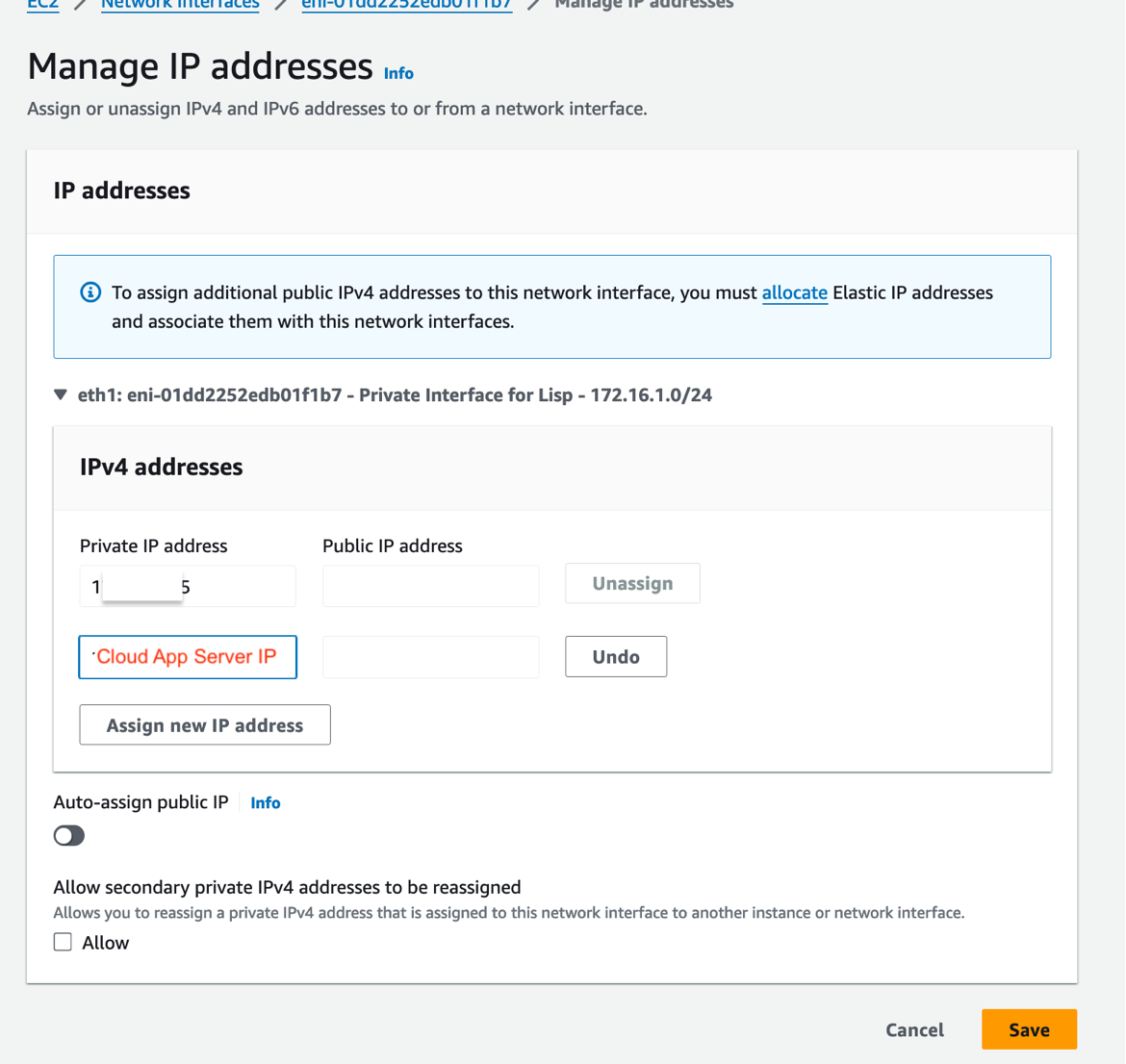 Secondary IP Configuration